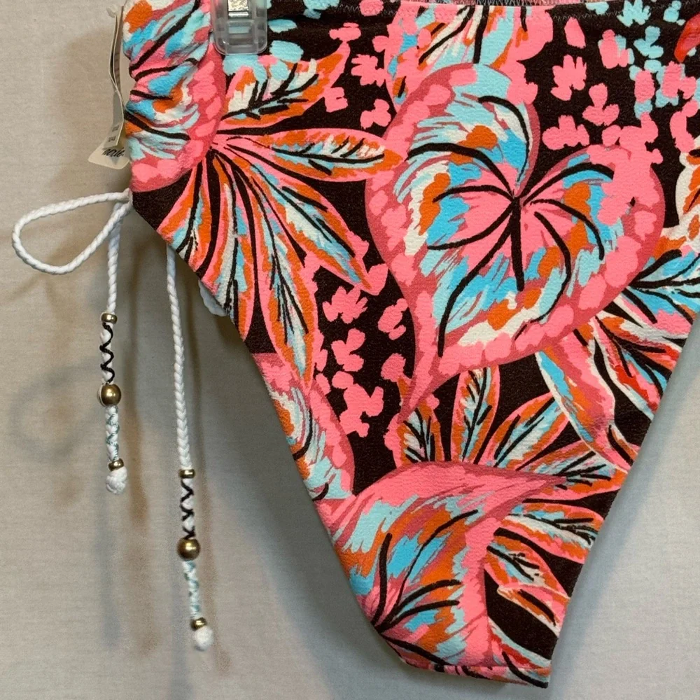 AA-518 Aerie NWT High Cut Cheeky Floral Summer‎ Swim Bikini Bottoms Size S